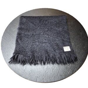 Vintage Glentana Mohair Wool Scarf Scotland Black Hygge Rare Hygge Grandpa
